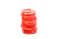 Stack of tomato slices on white background Royalty Free Stock Photo