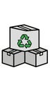 Stack. The top box features a green recycling symbol composed of three Royalty Free Stock Photo
