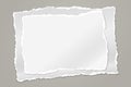 Stack of torn white note, notebook paper pieces for text stuck on grey background. Vector illustration