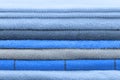Stack of towels in blue tones