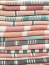 stack of towels. colorful Turkish towels. colored terry