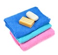 Stack of towels and soap