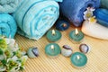 Towels, soaps, flowers, candles Royalty Free Stock Photo