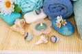 Towels, soaps, flowers, candles Royalty Free Stock Photo