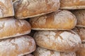 Stack of a traditionally baked loaf of sourdough bread