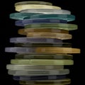 A stack of translucent, round disks in various colors including yellow, blue, green, and Royalty Free Stock Photo