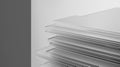 Stack of transparent glass sheets with subtle etched layers symbolizing hierarchical subcategories Royalty Free Stock Photo