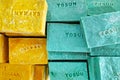 Stack of Turkish soaps for sale Royalty Free Stock Photo