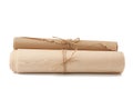 Stack of twisted rolls of brown paper isolated on white background Royalty Free Stock Photo