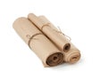 Stack of twisted rolls of brown paper isolated on white background Royalty Free Stock Photo