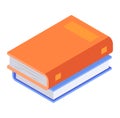 Stack of two books in isometric view, one orange and one blue. Education and reading concept vector illustration