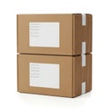 Stack of two brown cardboard boxes isolated on white background Royalty Free Stock Photo