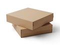 Stack of two brown cardboard boxes isolated on white background Royalty Free Stock Photo