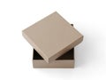 Stack of two brown cardboard boxes isolated on white background Royalty Free Stock Photo