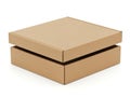 Stack of two brown cardboard boxes isolated on white background Royalty Free Stock Photo