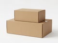 Stack of two brown cardboard boxes, isolated on white background Royalty Free Stock Photo