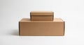 Stack of two brown cardboard boxes isolated on white background Royalty Free Stock Photo