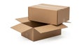 Stack of two brown cardboard boxes isolated on white background Royalty Free Stock Photo