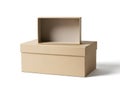 Stack of two brown cardboard boxes isolated on white background Royalty Free Stock Photo