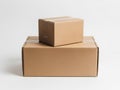 Stack of two brown cardboard boxes on a white background isolated on white background Royalty Free Stock Photo
