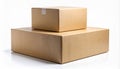 Stack of Two Brown Cardboard Boxes on White Seamless Background Studio Shot Royalty Free Stock Photo