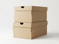 Stack of two brown cardboard boxes on a white surface Royalty Free Stock Photo