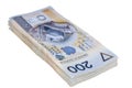 Stack of two hundred Polish zloty Royalty Free Stock Photo