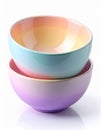 Stack of Two Pastel Colored Ceramic Bowls on White Background Royalty Free Stock Photo