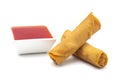 Two Spring Rolls and Sweet and Sour Sauce Royalty Free Stock Photo