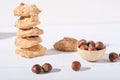 stack of Ugly but good,famous Italian Piedmont cookies. Italian cuisine, cooking, traditional baking with egg and nuts