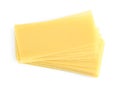 Stack of uncooked lasagna sheets isolated, top view Royalty Free Stock Photo