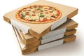 stack of unopened pizza boxes Royalty Free Stock Photo