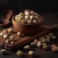 A stack of unshelled pistachios Royalty Free Stock Photo