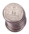 Isolated Quarter Dollar Coin Stack Royalty Free Stock Photo
