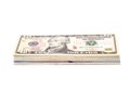 Stack of US Dollar Bills with 10 Dollars on Top Royalty Free Stock Photo