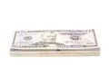 Stack of US Dollar Bills with 50 Dollars on Top Royalty Free Stock Photo