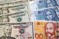 Stack of US Dollars and Croatian Kuna Royalty Free Stock Photo