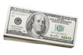 Stack of US One Hundred Dollar Bills Currency Royalty Free Stock Photo