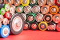 Stack of used batteries Royalty Free Stock Photo