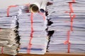 Stack of used paper and old document packed ready to be sent out for recycle Royalty Free Stock Photo