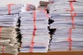 Stack of used paper and old document packed ready to be sent out for recycle Royalty Free Stock Photo