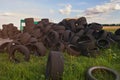 Stack of used tyres Royalty Free Stock Photo