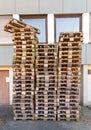 Stack of used wooden pallets Royalty Free Stock Photo