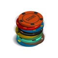Stack of casino chips in 3D, vector illustration. Royalty Free Stock Photo