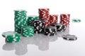 Stack of various casino chips Royalty Free Stock Photo