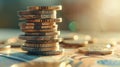 A Stack of Various Coins.AI generated image Royalty Free Stock Photo