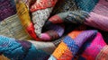 Multicolored Knitted Blanket Stack Royalty Free Stock Photo