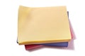 Stack of various different sticky post note pads white background