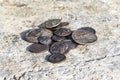 Some Greek metal ancient coins Royalty Free Stock Photo