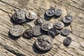 Some Greek metal ancient coins Royalty Free Stock Photo